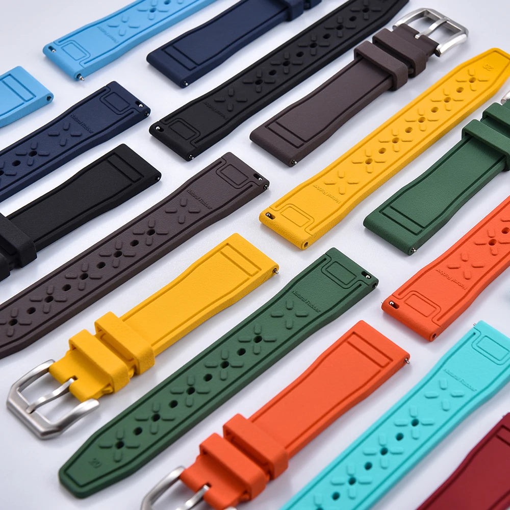 New FKM Fluoro Rubber Straps 20mm 21mm 22mm Quick Release Watch Bands Waterproof Diving Watch Straps for Every Brand Diving Watches