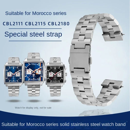 High-Quality Solid Stainless Steel Watch Band for Tag Heuer Monaco CBL2111 CBL2180 CBL2113 CBL2115 BA0644, 22mm Silver Watch Strap