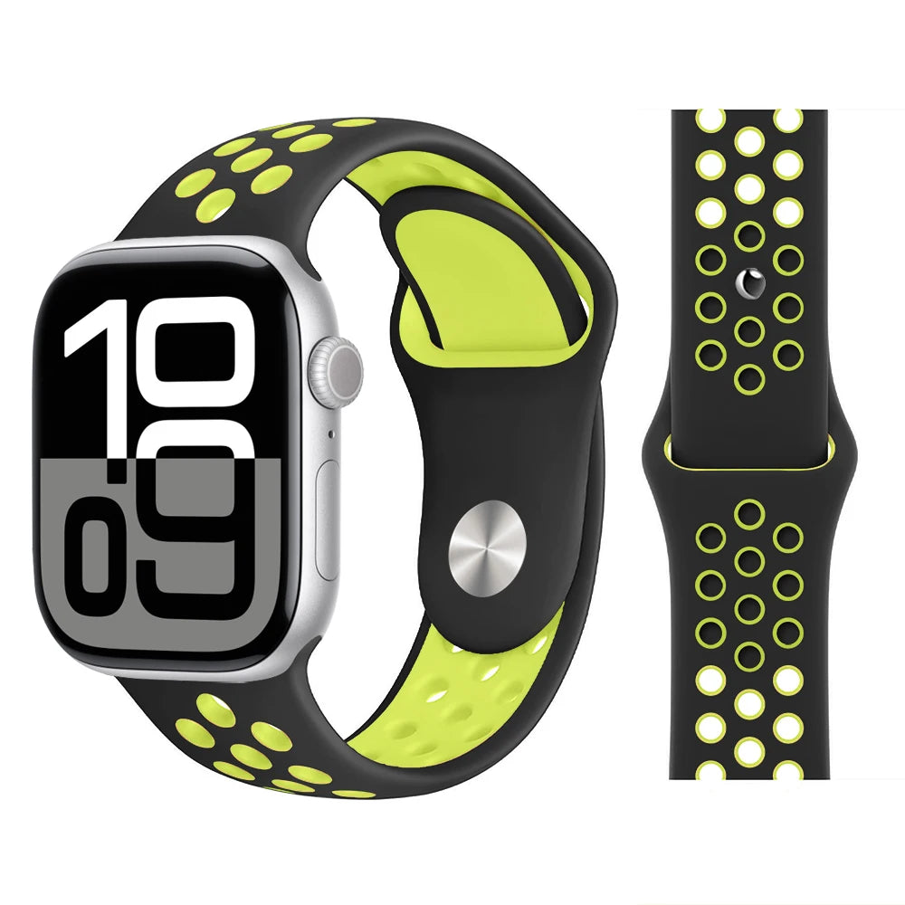 Bracelet en Silicone pour bracelets de montre Apple 46mm 44mm 45mm 40mm 41mm 42mm, Bracelet de Sport Correa iWatch série 11 10 9 SE 8 7 6 5
