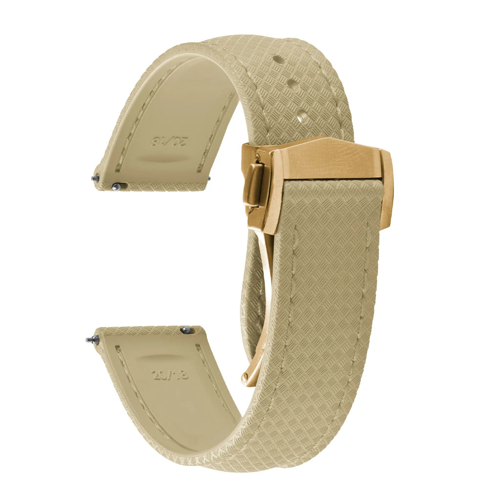 FKM Waterproof Rubber Watch Band Quick Release Deployment Clasp Straps 20mm 22mm Universal Watch Bracelet
