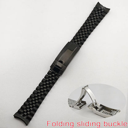 Cinturino in acciaio da 20 mm - cinturino di ricambio per orologio da uomo accessorio argento/nero, adatto per cassa GMT, con fibbia pieghevole scorrevole