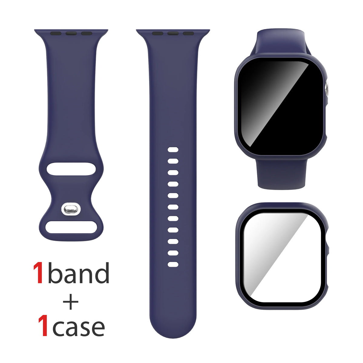 Lot de 2, pour Apple Watch : Étui + Bracelet + Protection d'écran compatible S1-S11/SE 38/40/41/Series 10-11 42mm/42/44/45/46/49mm