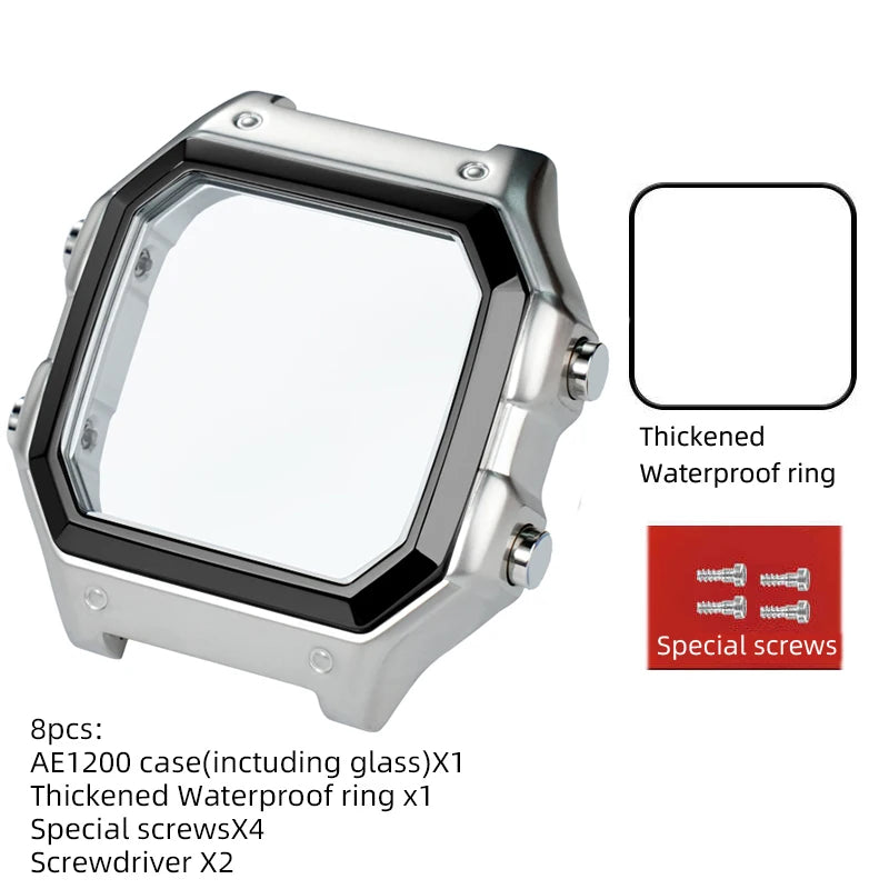 Stainless Steel Watch Case and Strap Modification Kit for Casio Royale Mod AE-1200 (3299) AE-1200WH AE-1300 WS-1600H (3556) WS-1600H
