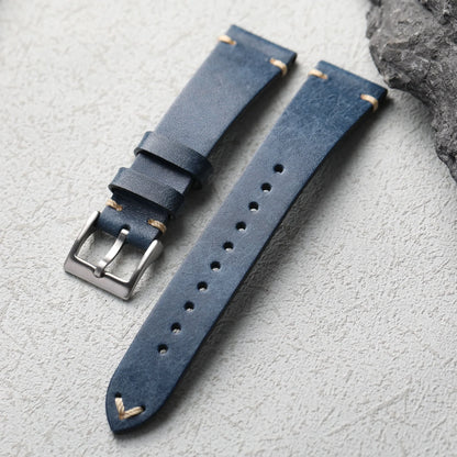 Cinturino per orologio in vera pelle bovina italiana fatto a mano, 18 19 20 21 22 MM, marrone, nero, verde, morbido, in vera pelle, catena per orologio da uomo, stile vintage