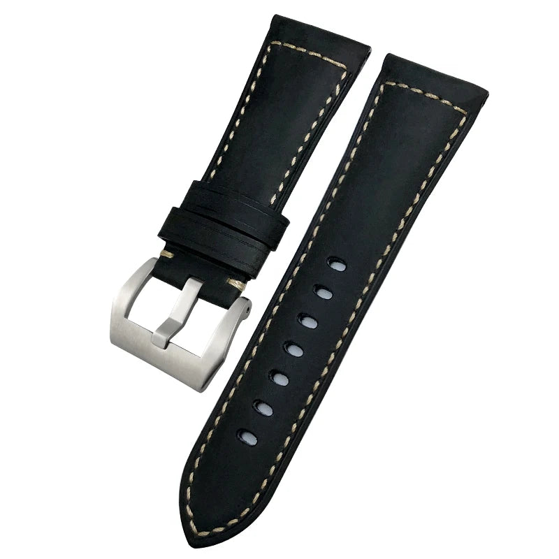 Bracelet de montre en cuir véritable, 24mm 26mm, pour Panerai LUMINOR PAM111 PAM 441, Style rétro, fait à la main