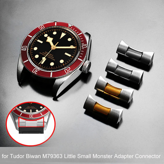 Cinturino in gomma curvato in acciaio inossidabile, 20 mm 21 mm 22 mm, collegamento finale per Tudor Biwan M79363, connettore adattatore Small Monster