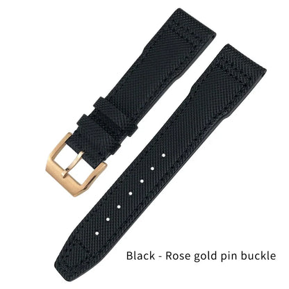 Bracelet de montre en Nylon et cuir de vache, 20mm 21mm, gaufrage en cuir véritable, vert et bleu, remplacement pour accessoires de la série pilote IWC