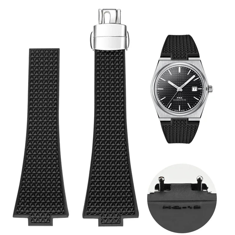 Quick-release watch strap for Tissot PRX series 11mm 12mm T137.407/T137.410 Super Player Fluorocarbon Rubber Watch Strap FKM