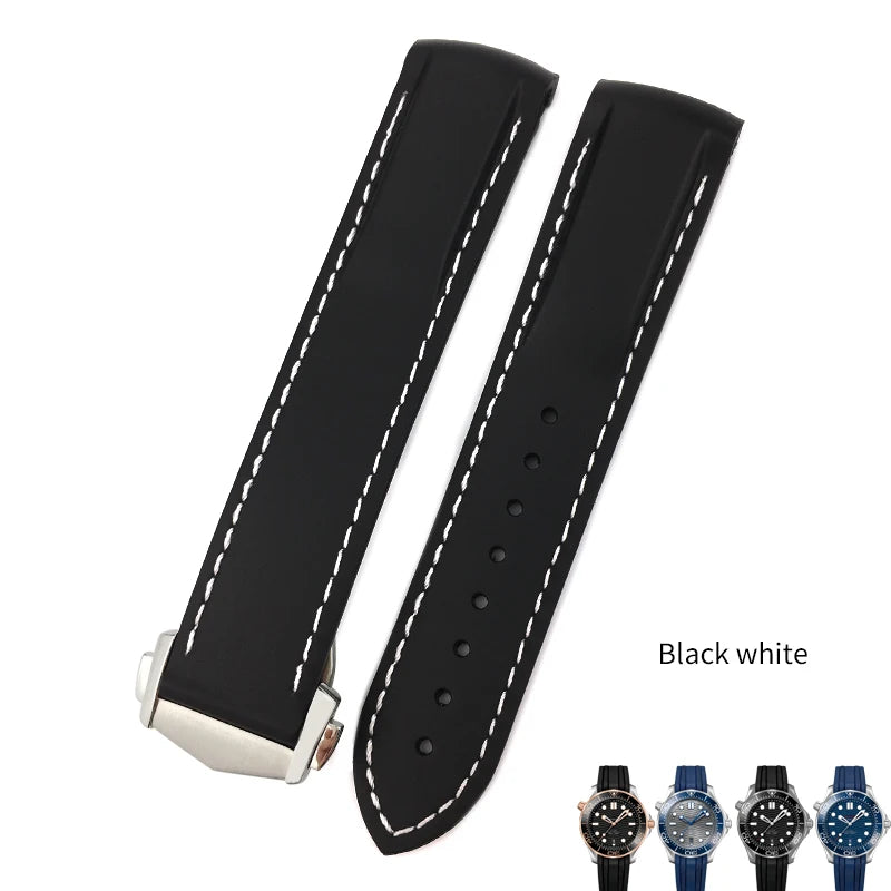 Bracelet de montre en caoutchouc et Silicone, 20mm 22mm, 19mm 21mm, pour montre Omega Seamaster 300 Planet Ocean, Longines Seiko SKX 007