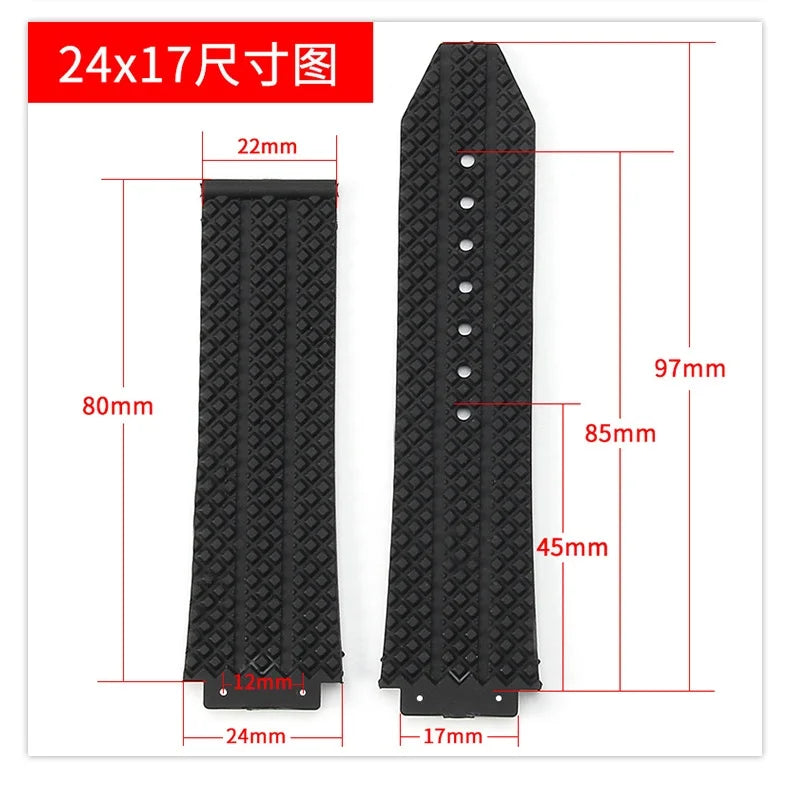 Replacement watch strap for Hublot Big Bang Classic Fusion Bracelet 24*17mm 26*19mm Soft Silicone Rubber Watch Strap