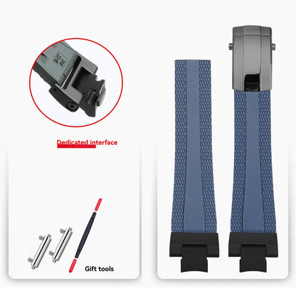 FKM rubber strap for Casio Steel Heart 4th generation 5657 GST-B400, men's quick-release modified fluororubber strap