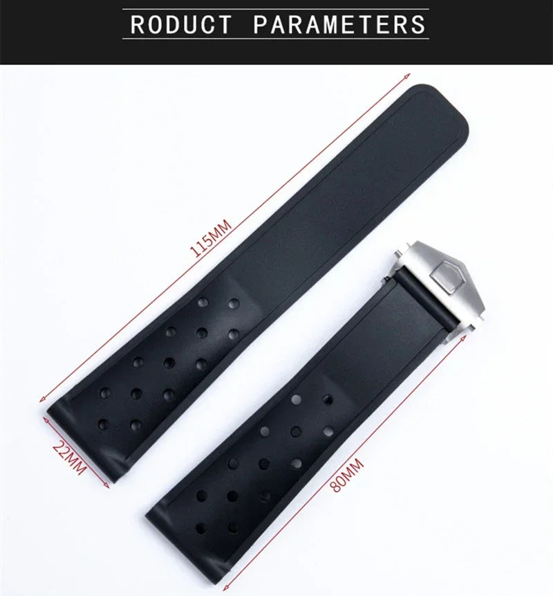 Bracelet de montre en Silicone respirant, 20mm 22mm, pour TAG, pour Heuer F1 CAZ201, universel, en caoutchouc, boucle pliante
