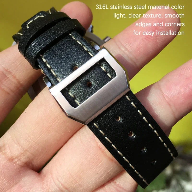 Bracelet de montre en cuir de vache de haute qualité, 20mm 21mm 22mm, adapté à IWC Big Pilot Spitfir Mark 18 Portfino, bracelet de montre noir en cuir de veau