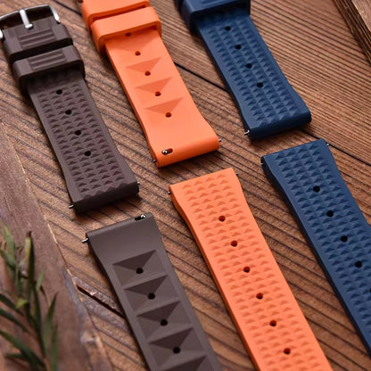 FKM bracelet de montre gaufré en caoutchouc 20mm 22mm bracelet en caoutchouc fluoré plongeur universel étanche confortable sport bracelets de montre à dégagement rapide