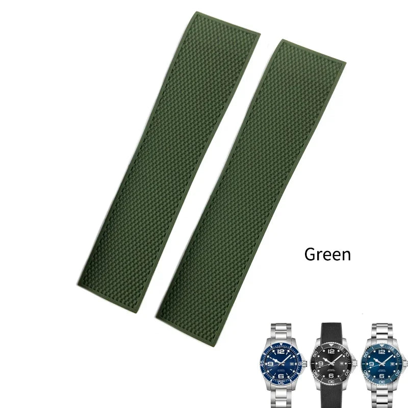 Bracelet de montre en caoutchouc et Silicone, 19mm 20mm 21mm, pour Longines Conquest HydroConquest L3.642 641 782 VHP, noir et bleu