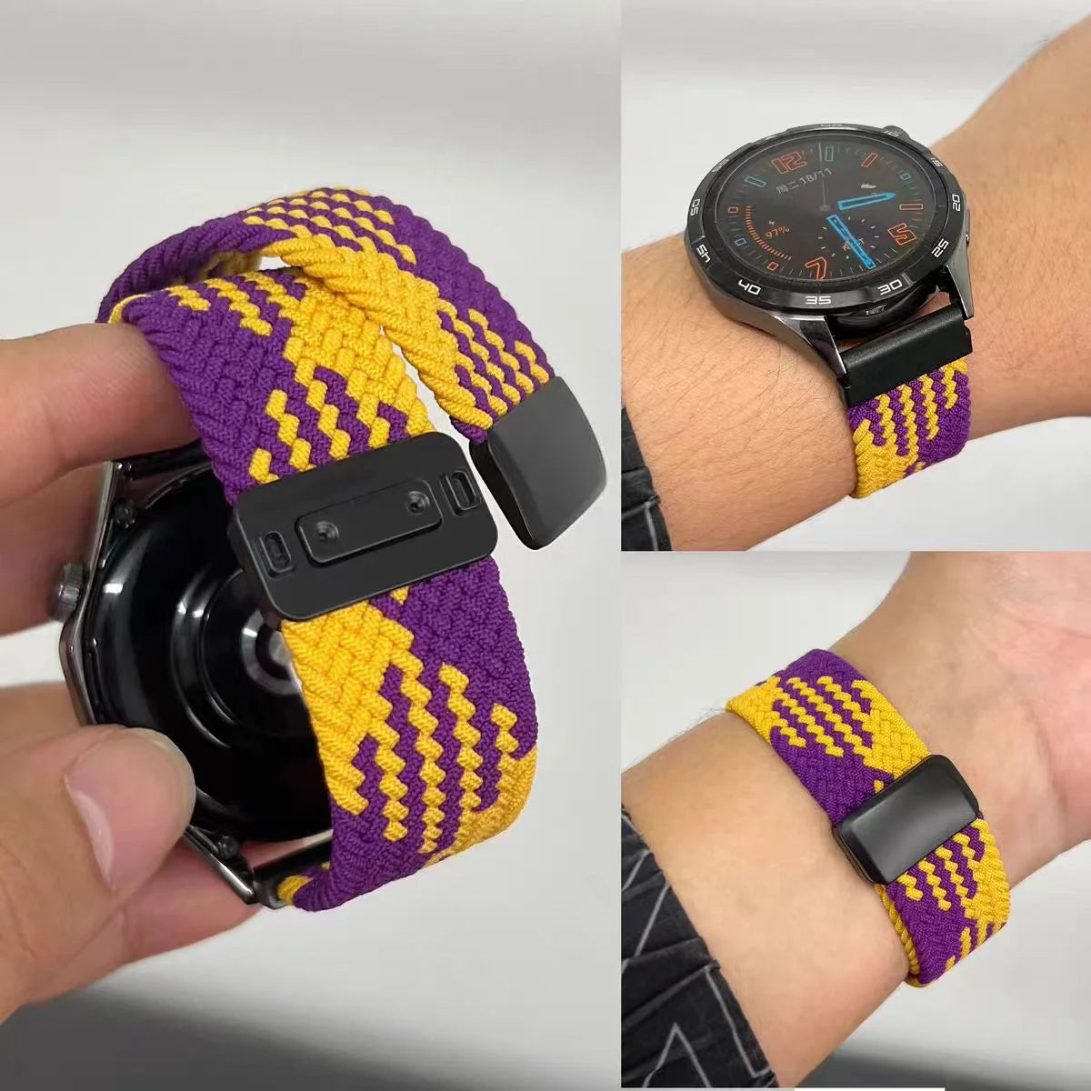 Cinturino elastico intrecciato da 18/20/22mm per Huawei Watch GT6 5 4 3, bracciale magnetico da donna e uomo per Garmin/Samsung