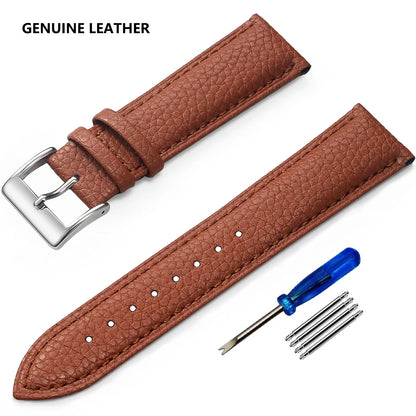 SAMCO Genuine Leather Watch Strap for Men and Women, 12mm, 14mm, 16mm, 18mm, 19mm, 20mm, 21mm, 22/24mm, High Quality Watch Strap, Watch Strap + Tool