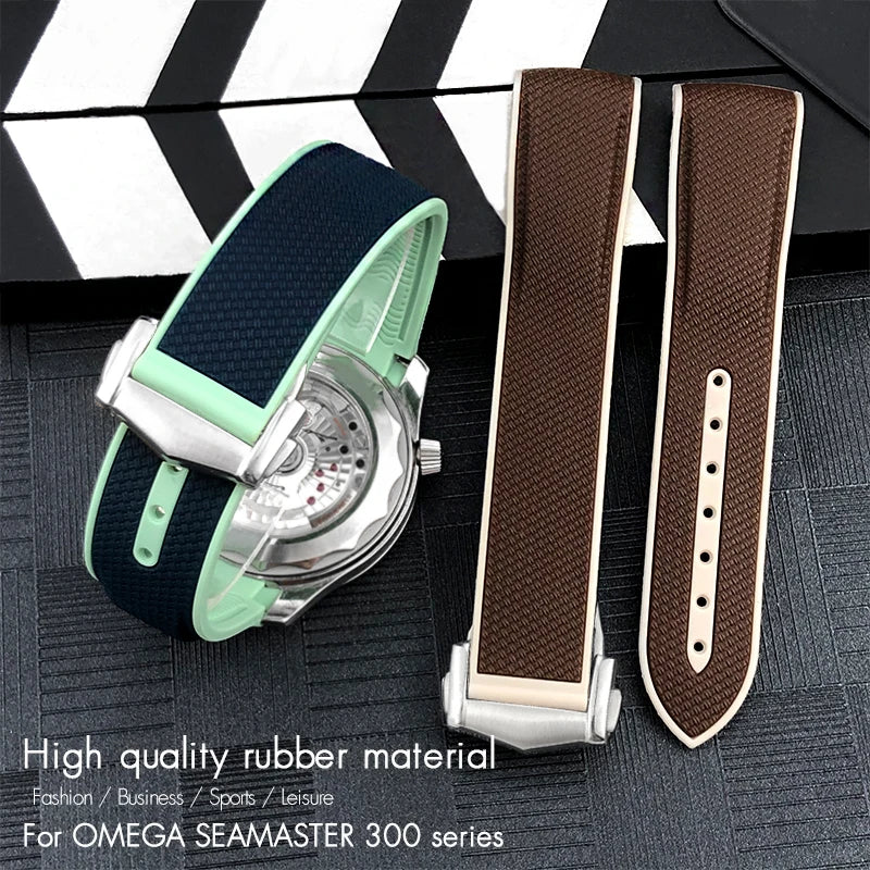 Cinturino per orologio in caucciù naturale per Omega Seam84, cinturino in silicone, cinturino morbido, bianco, rosa, marrone, colorato, 19mm, 20mm, 18mm