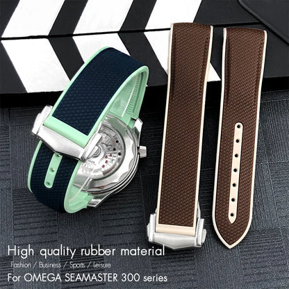 Cinturino per orologio in caucciù naturale per Omega Seam84, cinturino in silicone, cinturino morbido, bianco, rosa, marrone, colorato, 19mm, 20mm, 18mm