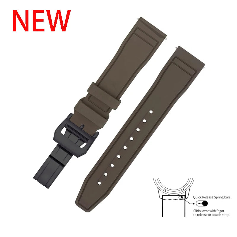 20mm 21mm 22mm Premium FKM Fluoro Rubber Watch Straps FPM Butterfly Buckle Quick Release Watch Bands for I-WC Watch Bands