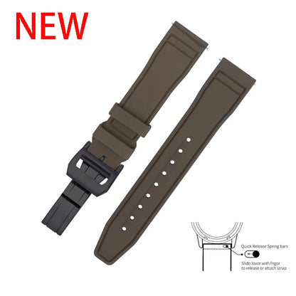 20mm 21mm 22mm Premium FKM Fluoro Rubber Watch Straps FPM Butterfly Buckle Quick Release Watch Bands for I-WC Watch Bands