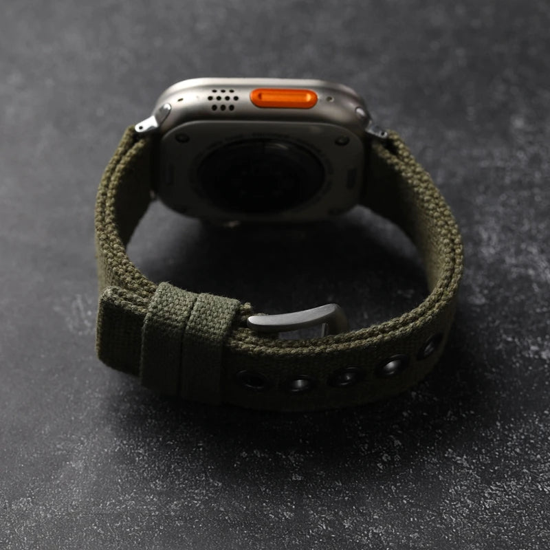 Cinturino doppio strato per Apple Watch Ultra 49MM 45MM 44MM, cinturino spesso verde nero stile robusto da uomo