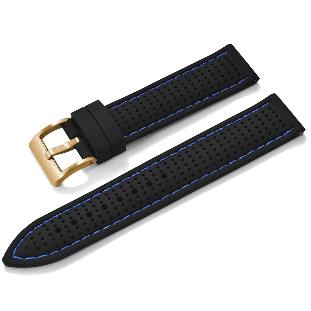 Bracelet de montre sport en silicone à dégagement rapide - Bracelet en caoutchouc souple respirant et imperméable, ajustement universel 18 mm 20 mm 22 mm pour hommes et femmes