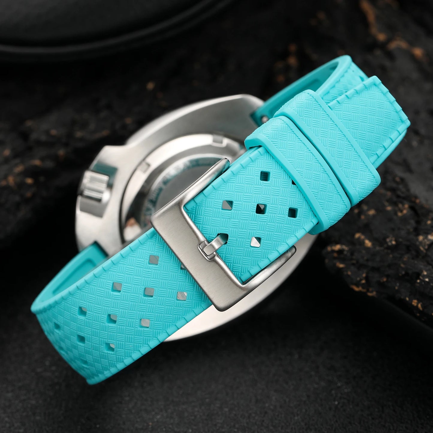 Bracelet de montre en caoutchouc FKM de qualité supérieure, 20mm 22mm, pour Seiko, Oris, Omega, plongée à dégagement rapide, étanche
