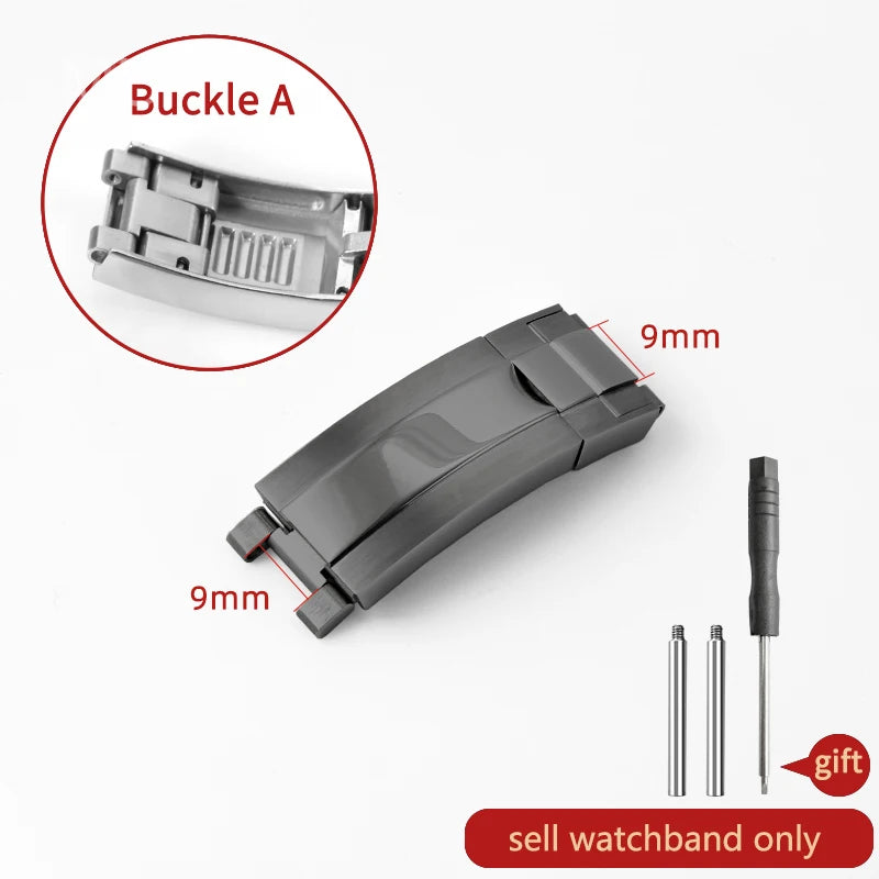 Original folding clasp in 904L stainless steel, for Rolex watch, frosted brushed silver, new Version Submariner 9x9 9x16mm