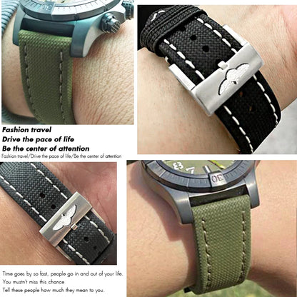 Nylon Canvas Watch Strap, 22mm, for Breitling HMGER Challenger, black, green, gray, yellow, high quality
