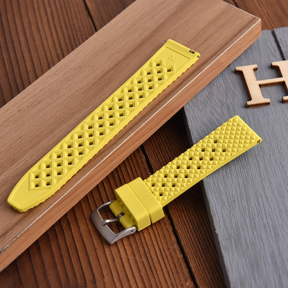 STAPELP breathable fluoroelastomer watch strap 20mm 22mm waterproof diving quick release fluororubber FKM bracelet