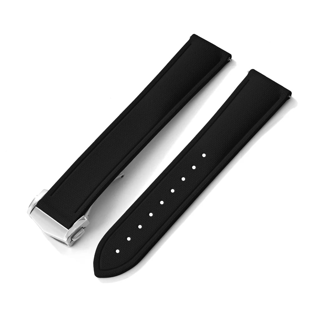 Bracelet de montre déployant de sport à motif tissé de haute qualité, 20mm 21mm 22mm, bracelet de montre en caoutchouc FKM