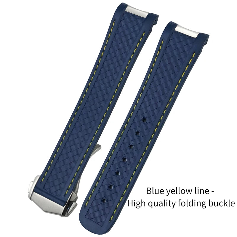 Bracelet de montre en caoutchouc fluoré FKM coloré de qualité supérieure, 19mm, 20mm, 21mm, pour Omega Seamaster 300 Aqua Terra AT150, bracelet de montre souple, outil