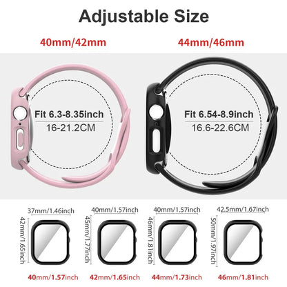Lot de 2, pour Apple Watch : Étui + Bracelet + Protection d'écran compatible S1-S11/SE 38/40/41/Series 10-11 42mm/42/44/45/46/49mm