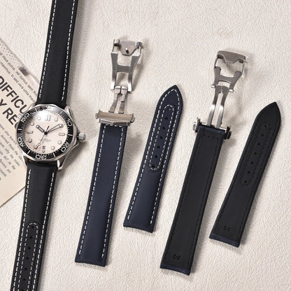 Bracelet de montre en Nylon en tissu voile, 20mm 22mm, en cuir, pour Omega Seamaster Swatch, boucle pliante, Bracelet universel
