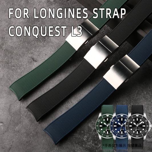 Bracelet de montre en caoutchouc et Silicone, 21mm, pour Longines, quest, hydroquest, L3, ceinture étanche, boucle pliante, accessoires