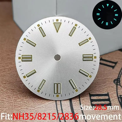The 28.5mm luminous yellow, black, blue, and green sterile watch face is suitable for NH35/8215/2836 movement watch accessories