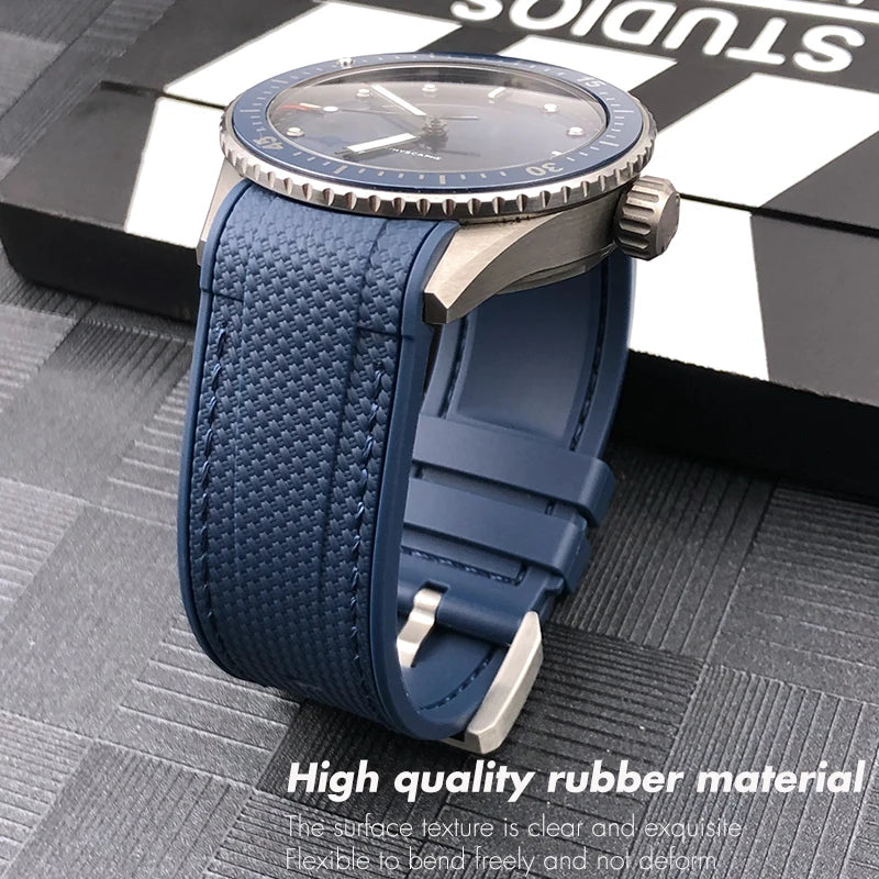 Cinturino per orologio in gomma intrecciata, 23mm 22mm, per Blancpain Fifty Fathoms 5000 5015, nero, blu, in morbido silicone, nuovo