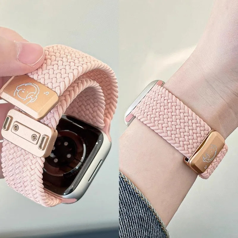 Bracelet en nylon tressé Music Dog avec boucle magnétique pour Apple Watch 42 46 40mm 45mm 41mm 44mm 49mm iWatch 7 4 3 5 6 8 9 10 Ultra