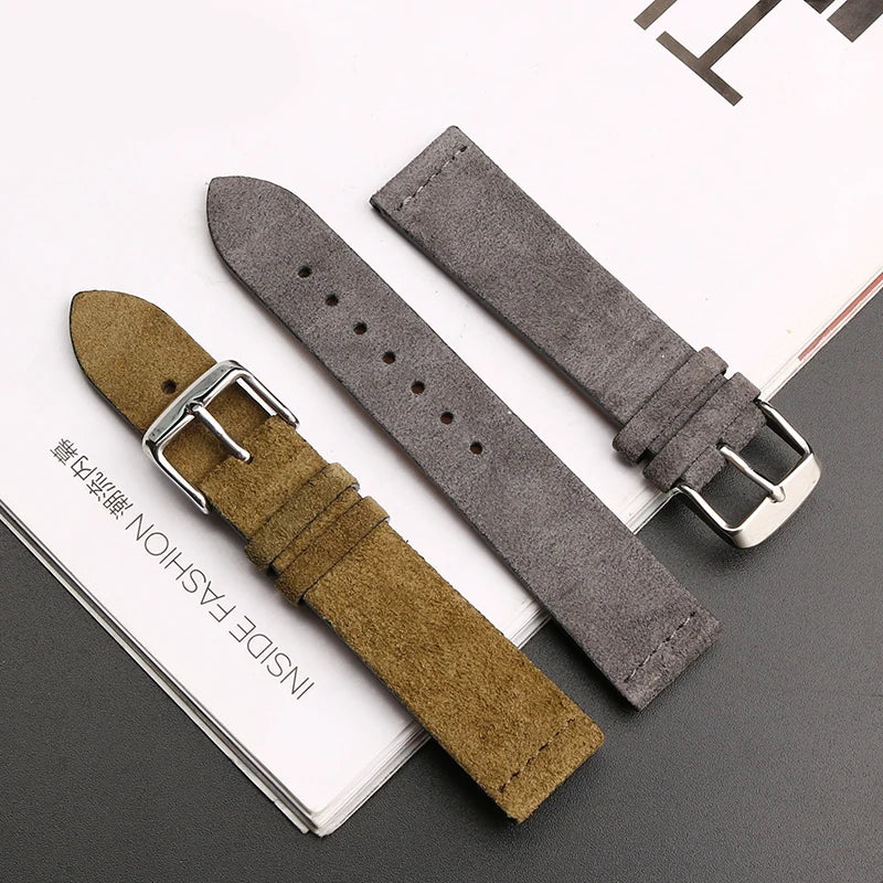 Cinturino in vera pelle per orologio Tissot SeAT M, camoscio amichevole, cinturino per orologio Citizen, cinturino morbido, verde, nero, marrone, grigio, 16mm, 18mm, 20mm, 22mm