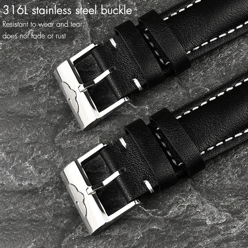 Genuine Soft Cowhide Leather Watch Strap, 22mm, 21mm, 20mm, for Breitling, for Premier Superocean Avenger Navitime World