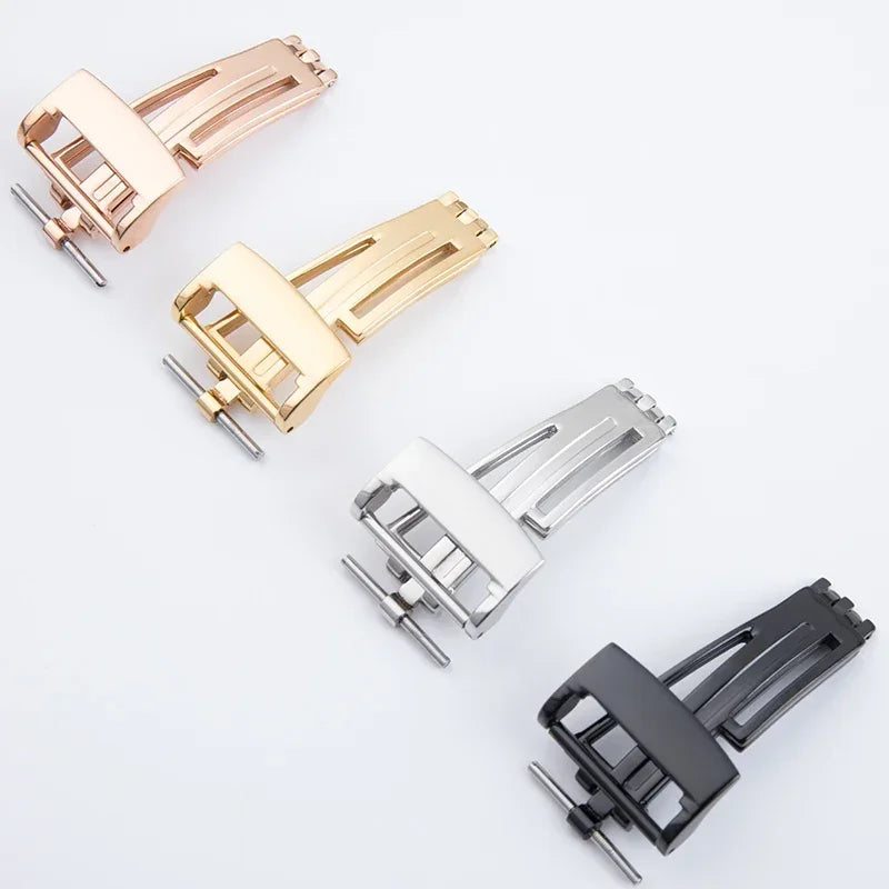 Cinturino per orologio in gomma morbida, 26mm, per cinturino AP, per Audemars Piguet, 15400, 15500, 26331, fibbia deployante a farfalla