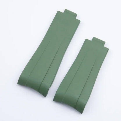 21mm curved end FKM fluororubber watch strap, accessories for Rolex bracelet, for 41mm Submariner Explorer 216570, glide lock clasp