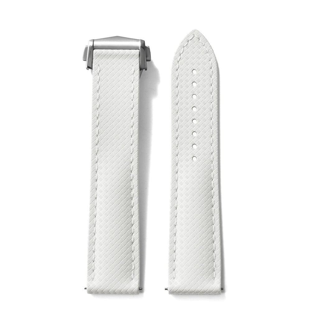 Nuovo cinturino per orologio a sgancio rapido Tropical Waffle CTS bianco FKM da 20 mm e cinturino per orologio subacqueo in gomma fluorocarbonica tradizionale da 22 mm