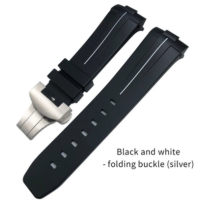 Bracelet de montre en caoutchouc naturel à extrémité incurvée de 24mm, pour Panerai LUMINOR SUBMERSIBLE PAM, en Silicone, étanche, boucle papillon