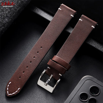 Bracelet de montre en cuir de veau véritable, à dégagement rapide, 12/14/16/18/20/22/24mm, accessoires universels pour hommes et femmes