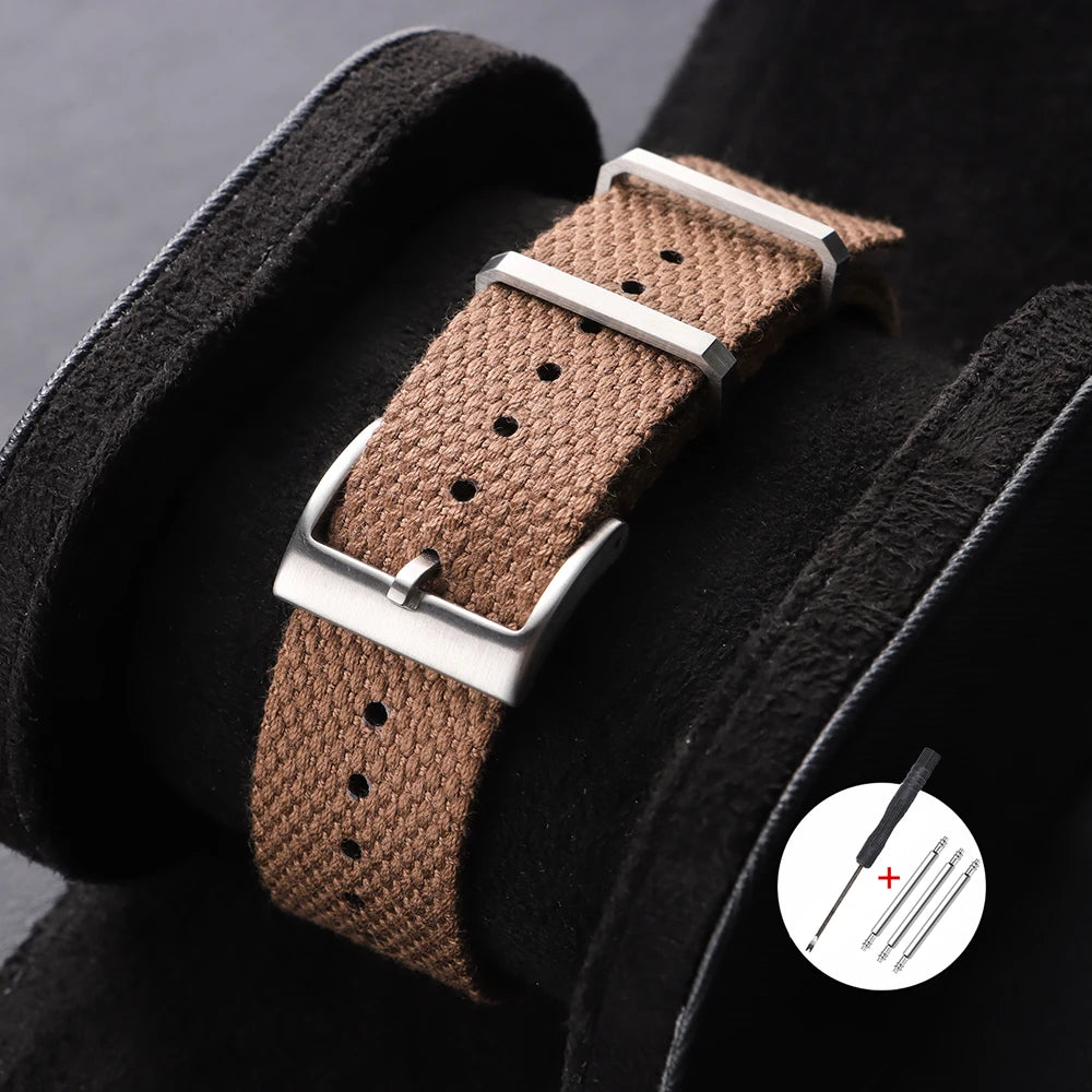 Nouveau Bracelet de montre en Nylon nervuré 20mm 22mm Bracelet de montre universel boucle militaire lavable Bracelet pour hommes bracelets accessoires de montre