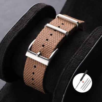 Nouveau Bracelet de montre en Nylon nervuré 20mm 22mm Bracelet de montre universel boucle militaire lavable Bracelet pour hommes bracelets accessoires de montre