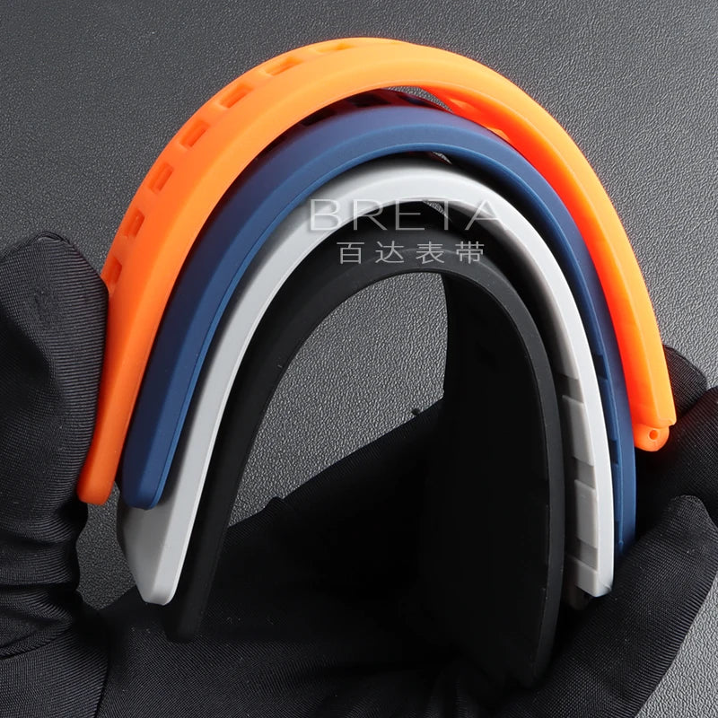 22mm 24mm Silicone Watch Strap for Bell Ross BR01 BR03 Convex Rubber Watch Band Replacement Straps Diving Bracelet for Outdoor Sports