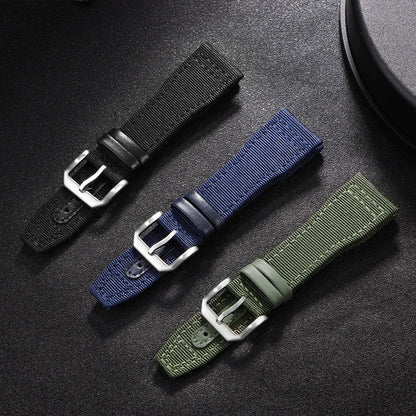 Nylon-Canvas-Uhrenarmband für IWC-Piloten, 20 mm 21 mm 22 mm, wasserdicht, Sport, Rindsleder-Armband für Damen und Herren